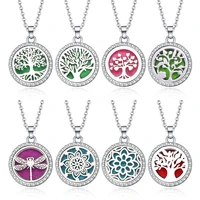 tree of life aromatherapy necklace perfume essential oil open stainless steel locket pendant aroma diffuser necklace 10 pads