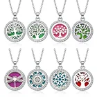 Ожерелье Древо жизни для ароматерапии, духи, эфирное масло, открытый кулон из нержавеющей стали, аромадиффузор, ожерелье, 10 подставок