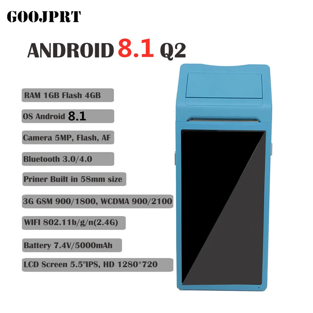 Портативный POS терминал 3G 4G 5 дюймов HD Android 8 1 портативный Bluetooth PDA EMV SIM PSAM Wi Fi GPRS с