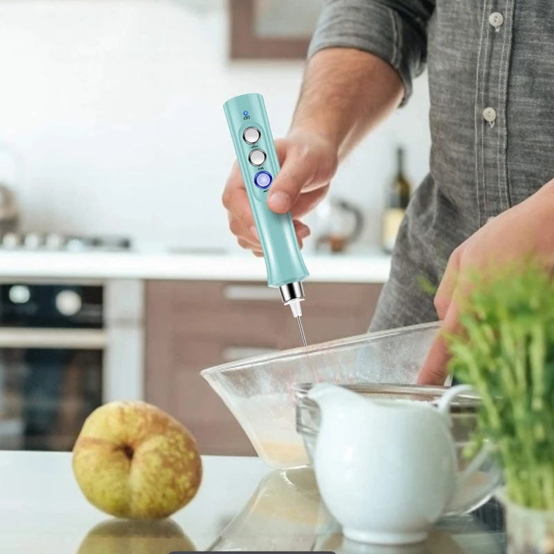 

Mini Frother for Coffee Milk Frother Handheld Whisk Drink Mixer for Coffee Matcha USB Rechargeable With16 Stencils