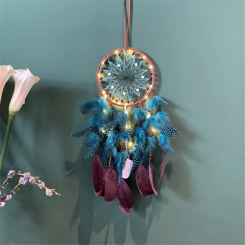 

Beautiful Dream Catchers Led Handmade Feathers Dreamcatcher Night Light Wall Hanging Decoration Home Room Ornament