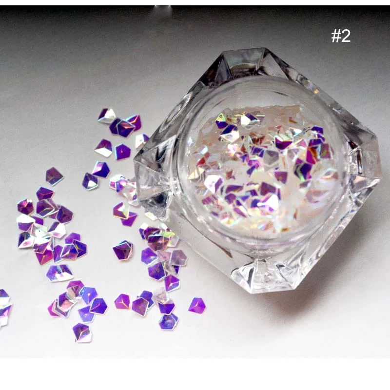 

NEW 6 Boxes Holo Chameleon 3D Diamond Nail Sequins 3mm Holographic Iridescent Glitter Paillettes Nail Sparkle Flakes (6 colors)