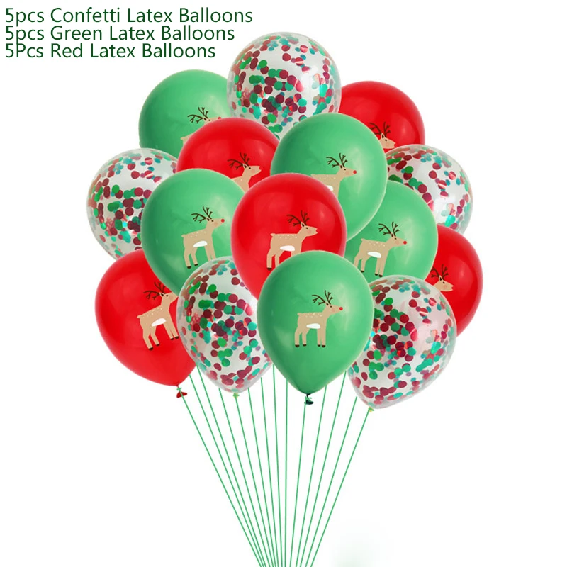15pcs Latex Balloons Украшения для рождественской вечеринки, Рождественский латексный бумажный шарик, баннеры, сделай сам, праздничные вечерние принадлежности, рождественские украшения для дома - Цвет: 15pcs Latex Balloons