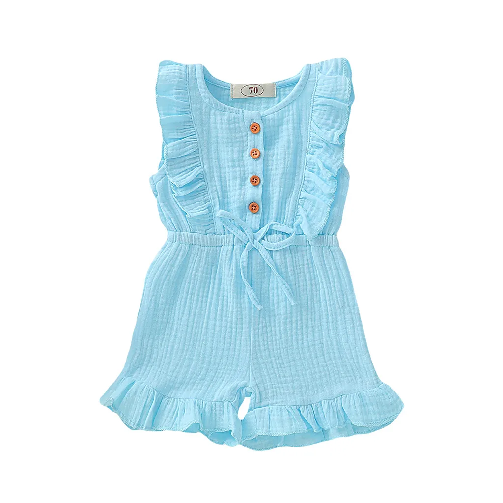 Детский комбинезон однотонный без рукавов на пуговицах для маленьких мальчиков