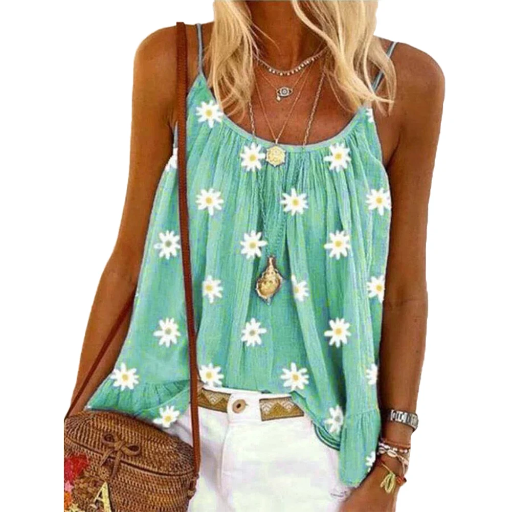 Женский модный плиссированный жилет без рукавов с принтом подсолнуха топ