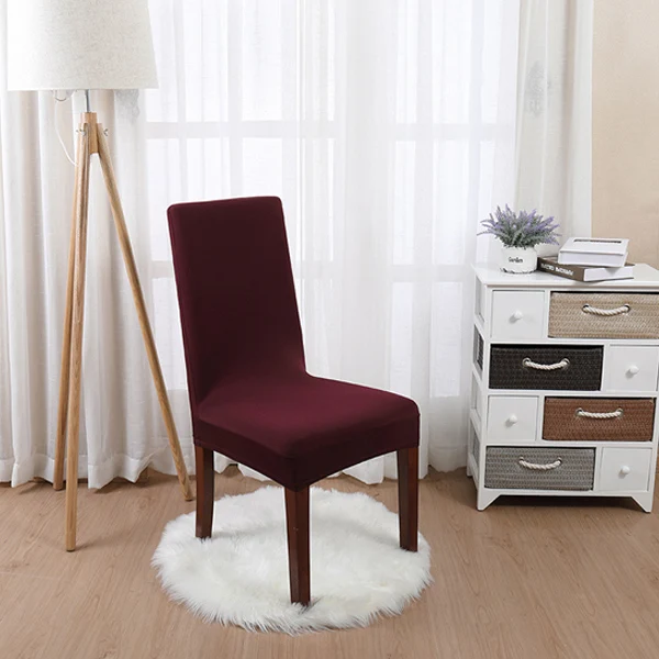 Jujube Red Роскошные Однотонные эластичные Чехлы для обеденных стульев из спандекса, чехлы для гостиной, дома, вечерние, свадебные, декоративные чехлы для стульев - Цвет: Jujube Red