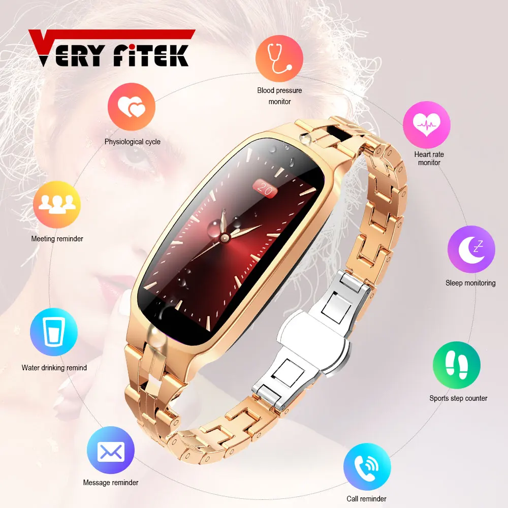 VERYFiTEK B72 для женщин ювелирные изделия умные часы кровяное Давление монитор