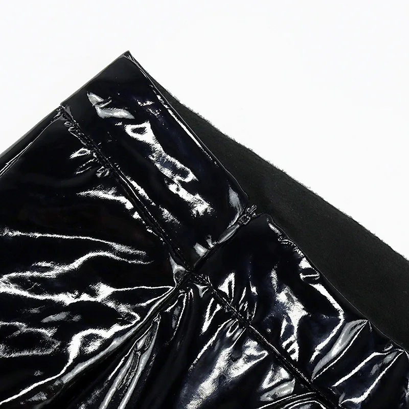 

High Waist Black Zipper Fashion Split Long Trousers PU Pant Causal Wears 2020 Women's Pants