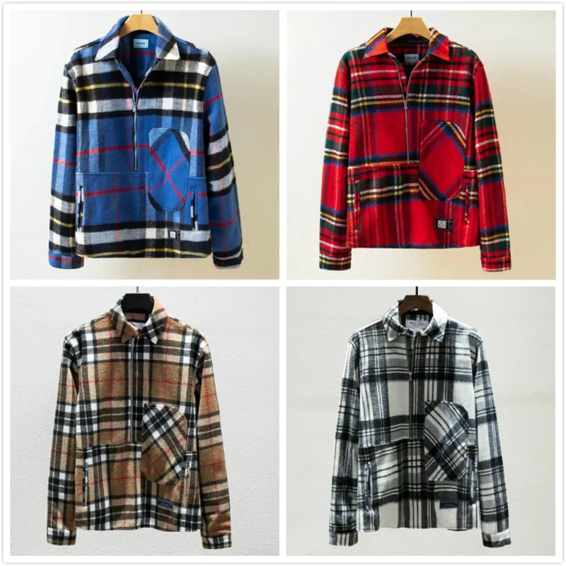 

Рубашка WE11 готовая для мужчин и женщин, свободная Асимметричная Клетчатая Шерстяная Рубашка со светодиодной сеткой, на полумолнии, в повсед...