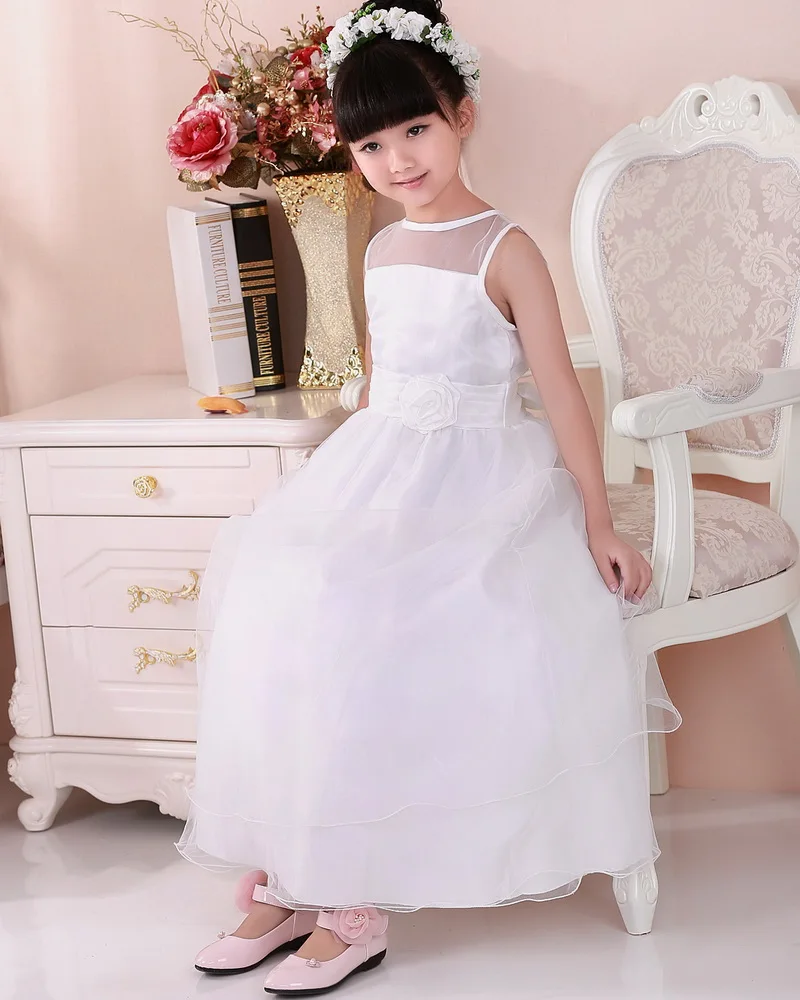 Детское белое платье для выпускного вечера длиной до щиколотки рождественское