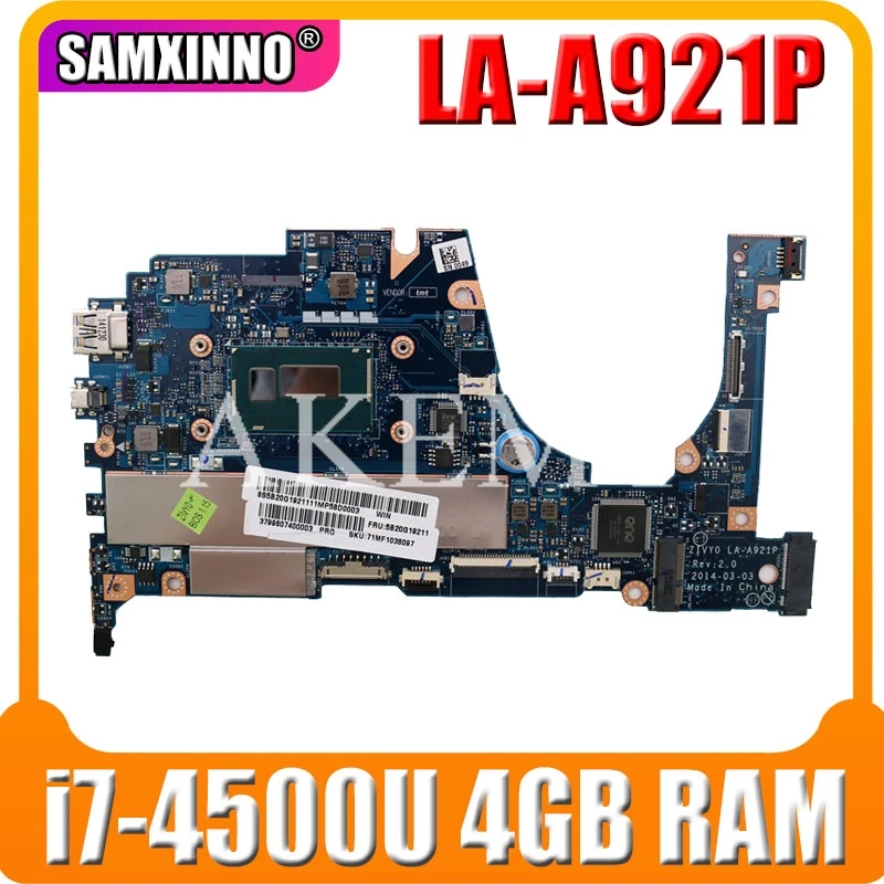 SAMXINNO для For Lenovo YOGA 2 13 материнская плата ноутбука LA A921P с i7 4510U/4500U 1 70 GHz CPU 4GB RAM