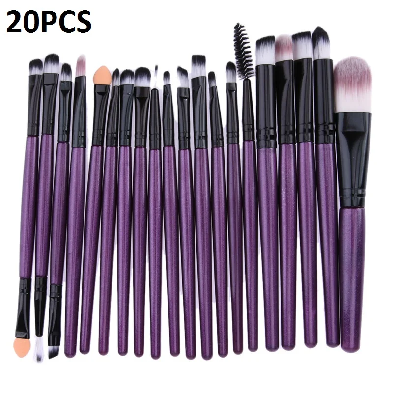 20pcs 15/20 шт. набор кистей для макияжа, инструменты для макияжа, косметический набор, набор для макияжа с деревянными ручками, брендовый набор кистей для макияжа Pincel Maleta De Maquiagem профессиональный - Handle Color: 20pcs