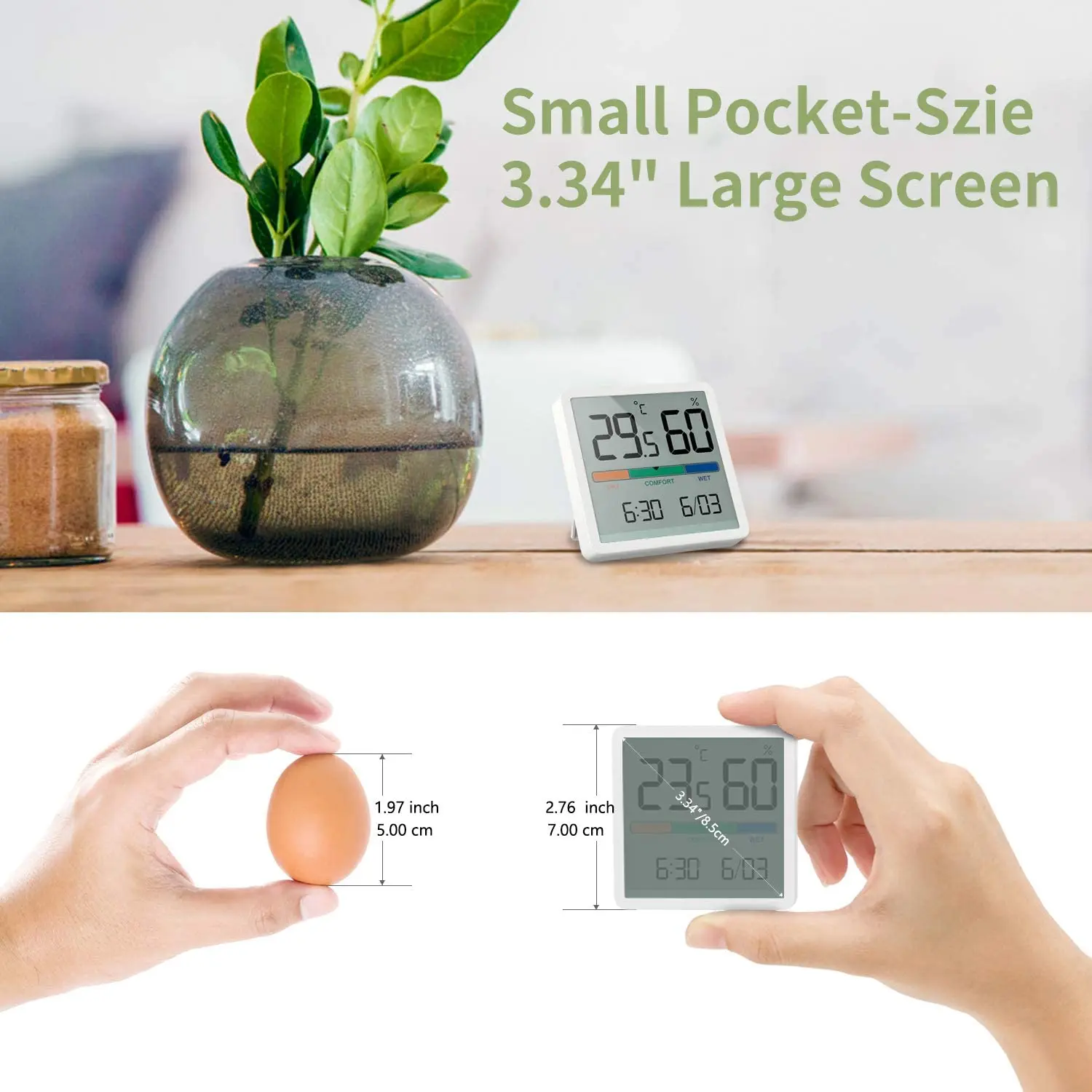 Xiaomi Miiiw Mute Temperature and Humidity Clock Home High-precision Baby Room C/F Moisture Monitor Meter 3.34inch LCD Display |