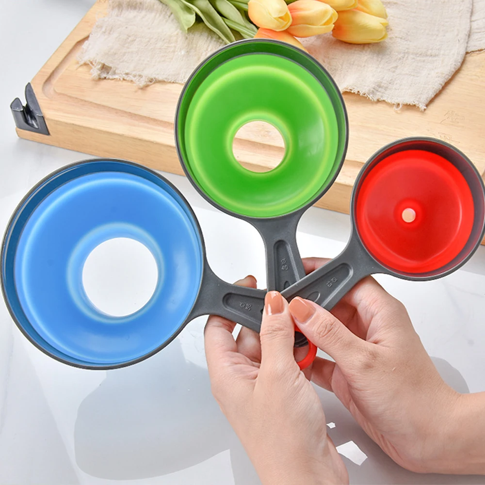 

3Pcs Funnels Silicone Foldable Canning Jar Funnel Food Grade Jam Sauce Spice Funnel For Canning Transfer Of Liquid Grains