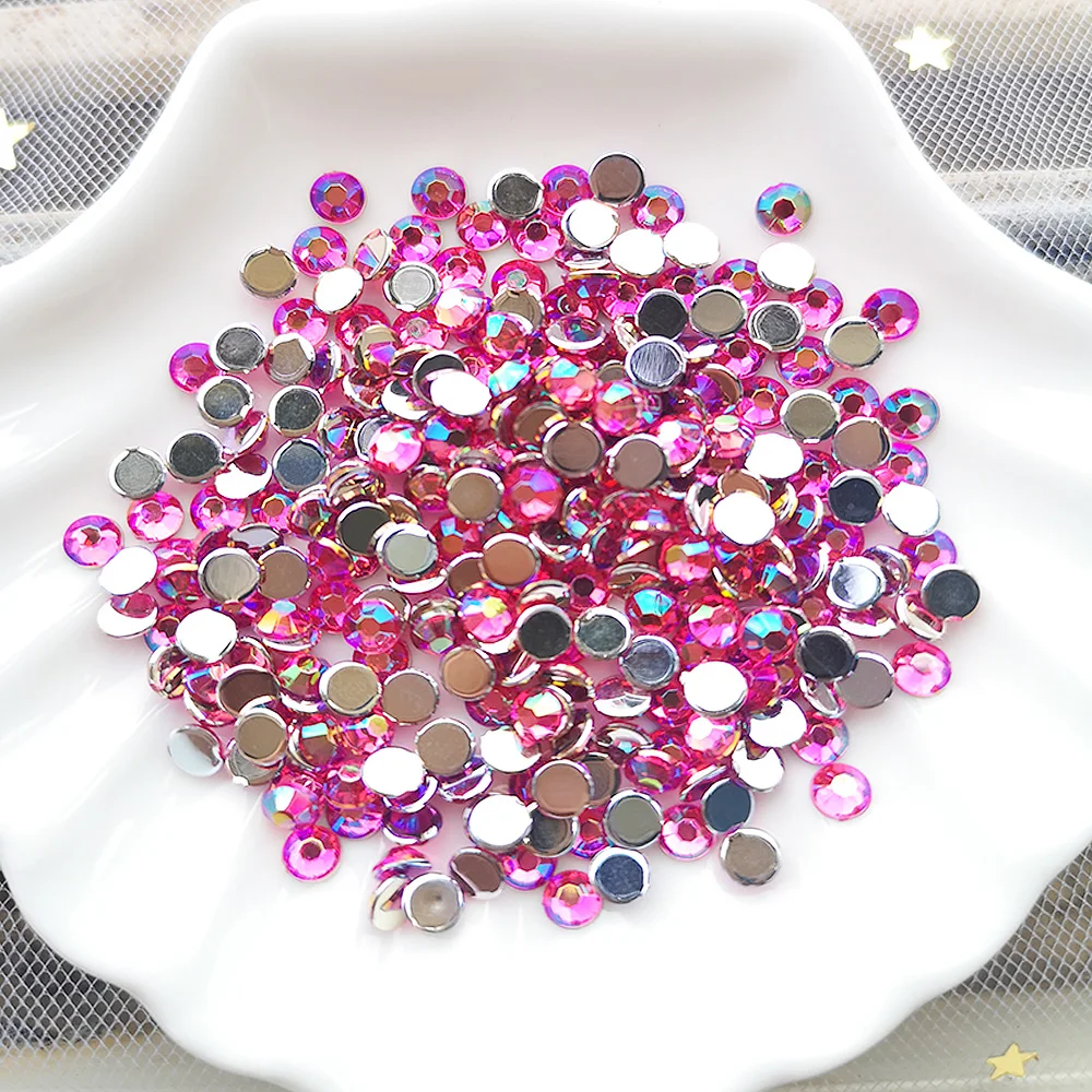 4 мм кристалл AB круглый плоский задний 3D дизайн ногтей Стразы DIY без горячей
