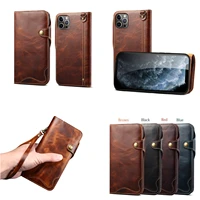 100 genuine leather vintage flip wrist strap case cover for iphone 13 pro max 12 mini xs xr 6 7 8 plus card slot wallet case
