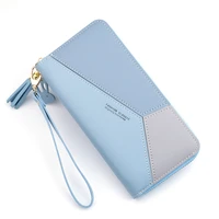 geometric women wallets with zipper pink phone pocket purse card holder patchwork women long wallet lady tassel short coin purse