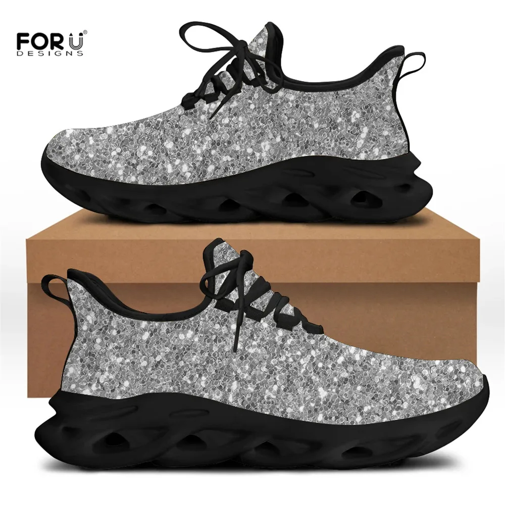 Кроссовки мужские FORUDESIGNS дышащие на плоской подошве с серебристым блестящим