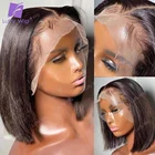 13x6 короткий парик Боб индийский Реми искусственная кожа головы кружевные передние человеческие волосы парики безклеевые прямые боб HD кружева для черных женщин luffywig