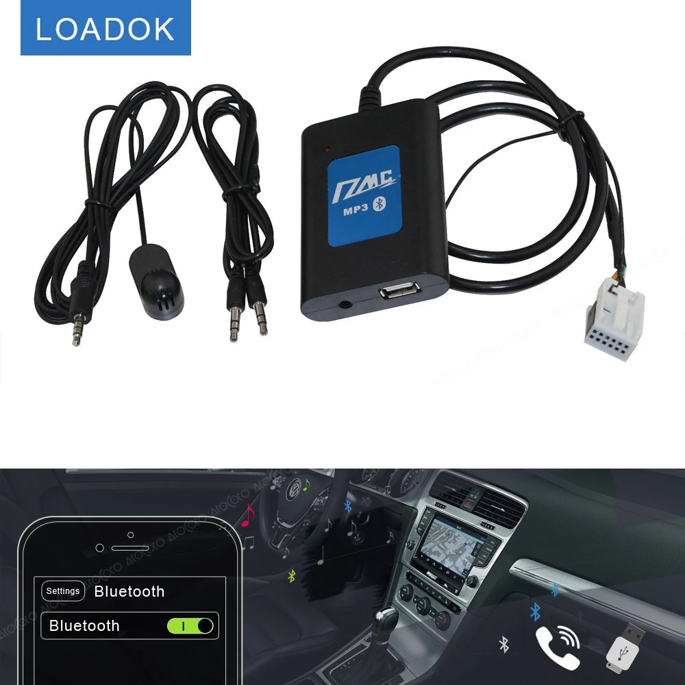 

DMC Car Bluetooth USB Digital Music Changer AUX 12-pin Adapter Interface for VW Audi Skoda Seat 8 pin CD Radio MP3 Audio Input