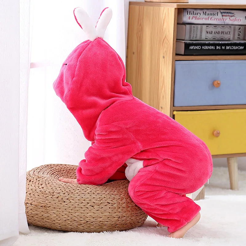 Baby Clothes cartoon animal Ins Children Pajamas Flannel Climb Cartoon Suit warm hooded tops |