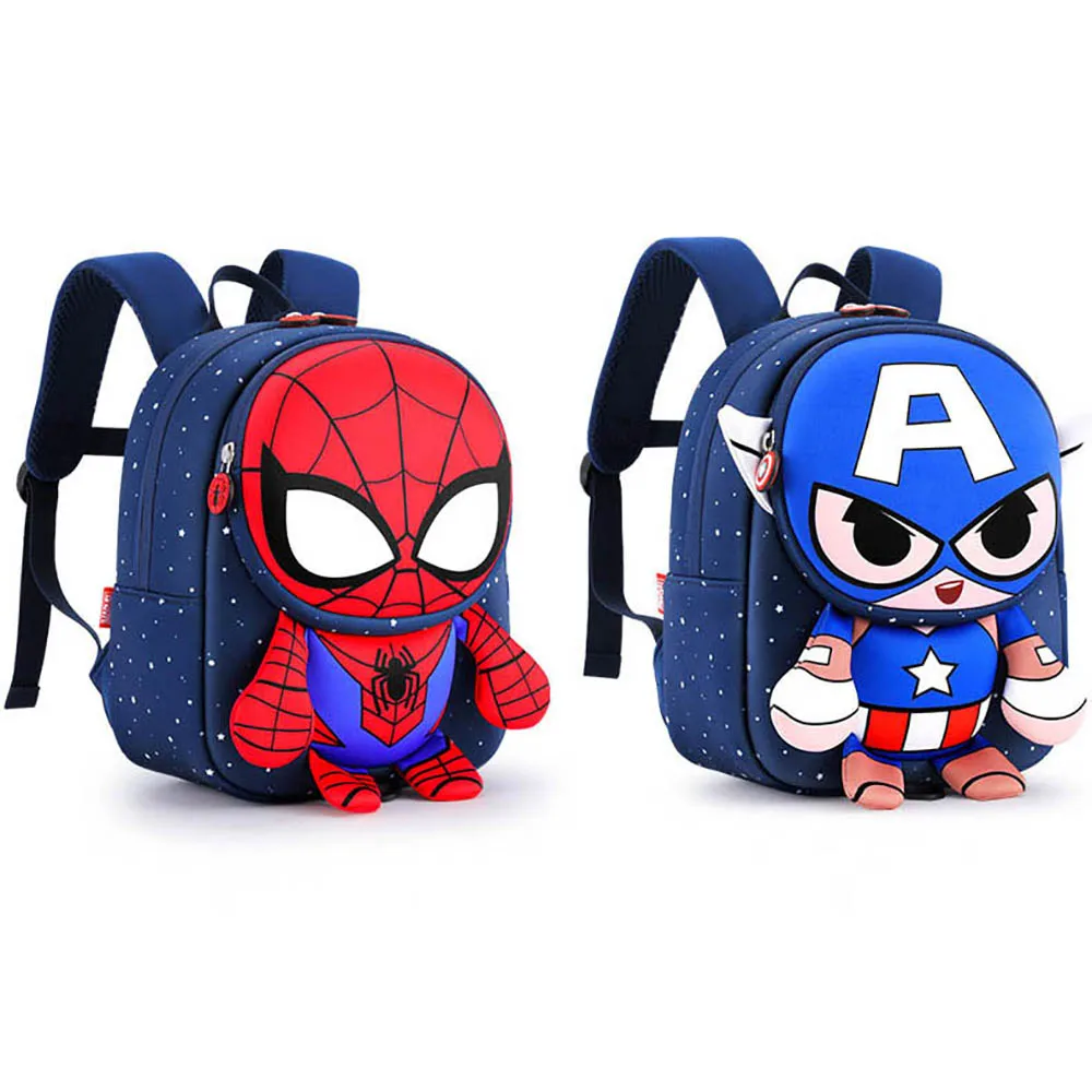 2021 New Disney Spider-Man School Bag Kindergarten Boys Children Cartoon Small Backpack Captain America Travel Super Light Bag
