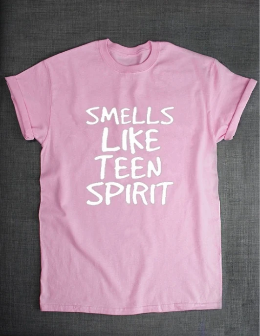 Футболка женская хлопковая с надписью Smells Like Teen Spirit K296 | Женская одежда
