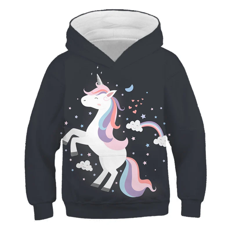 

Boys Girls Cartoon Pattern Unicorn 2020 Fashion Hoodies 3D Printing Casual Kids Polyester Autumn Boys Kids Streetwear Clothes