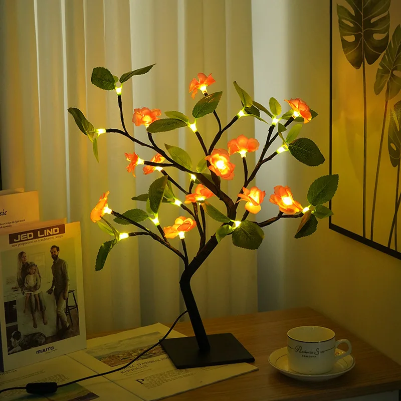 Leds Night Light Bonsai Tree Lamp Plum Blossom Lights Table Lamps Indoor Wedding Home Decoration USB Plug