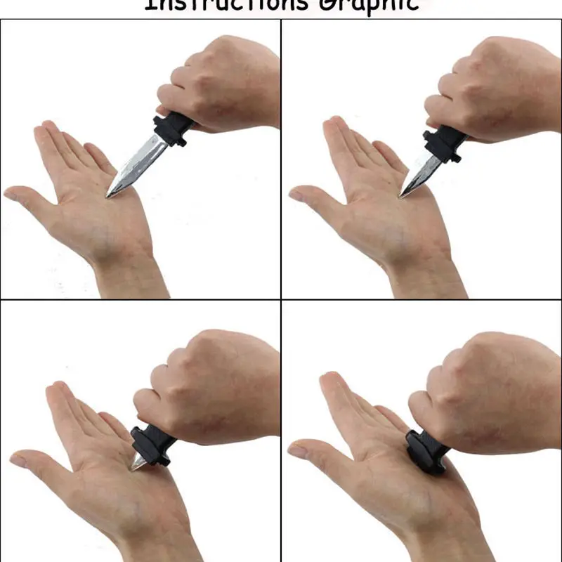 

1pc Funny Trick Dagger Knife Retractable SLIDE IN Blade Fun Joke Prank Halloween Prop Fake Gag Toys 18cm