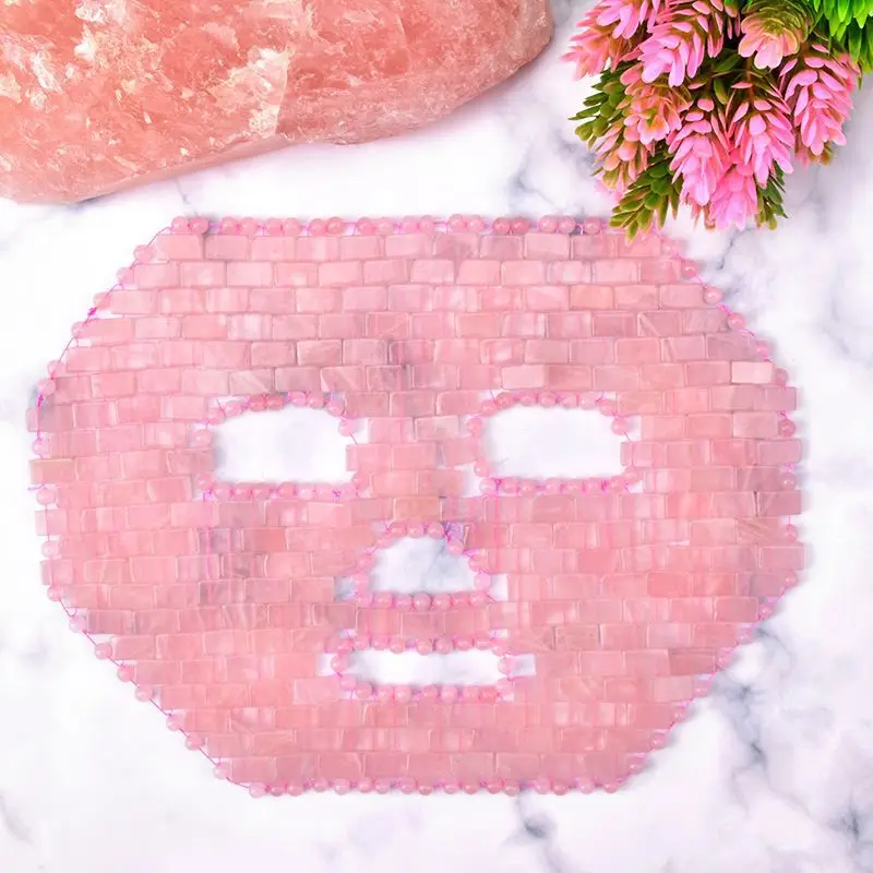 

Rose Quartz Jade Mask Face Massager Natural Gouache Stone Facial SPA Cold Therapy Crystal Mask Relaxation Massage Beauty Tool