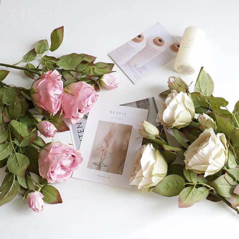 

American retro silk flower home decoration ornaments wedding fake flowers Austin rose simulation flowers