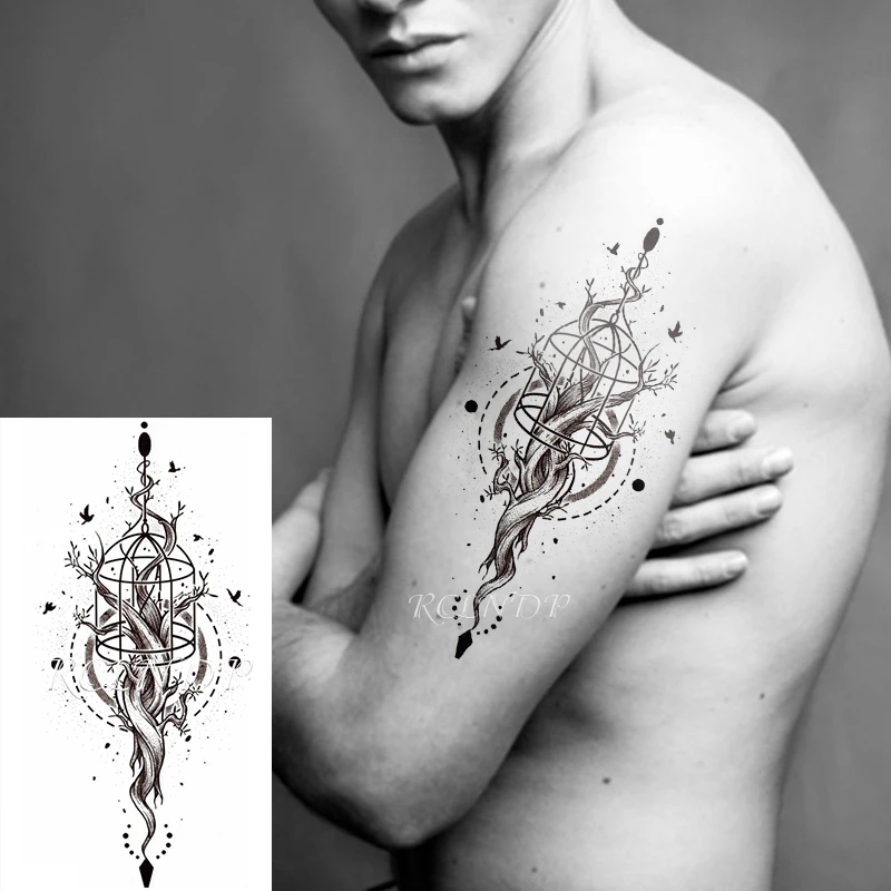 Водостойкая Временная тату наклейка линия поддельные флэш задняя нога Abdo