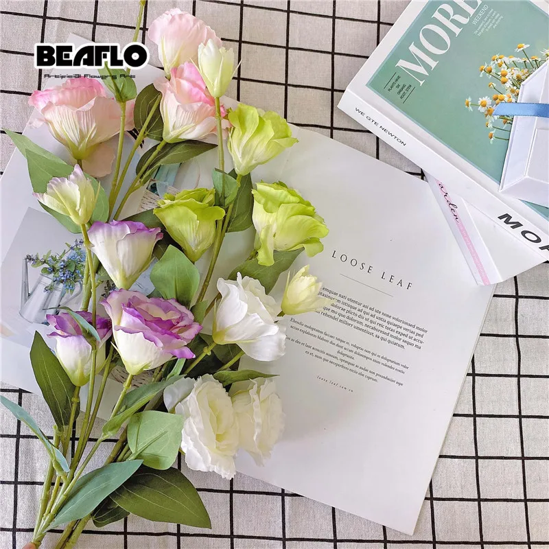 Искусственные шелковые цветы Eustoma 65 см 4 головки градиентные Цветочные