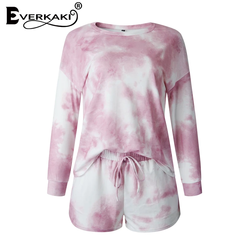 Женские спортивные костюмы из 2 предметов Everkaki летняя уличная одежда с