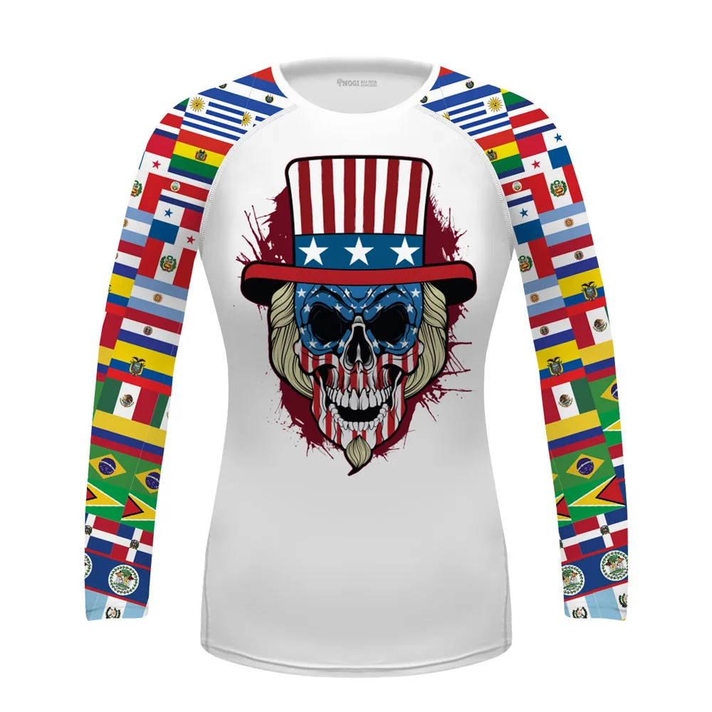 Женская спортивная рубашка с длинными рукавами и флагом мира премиум класса из