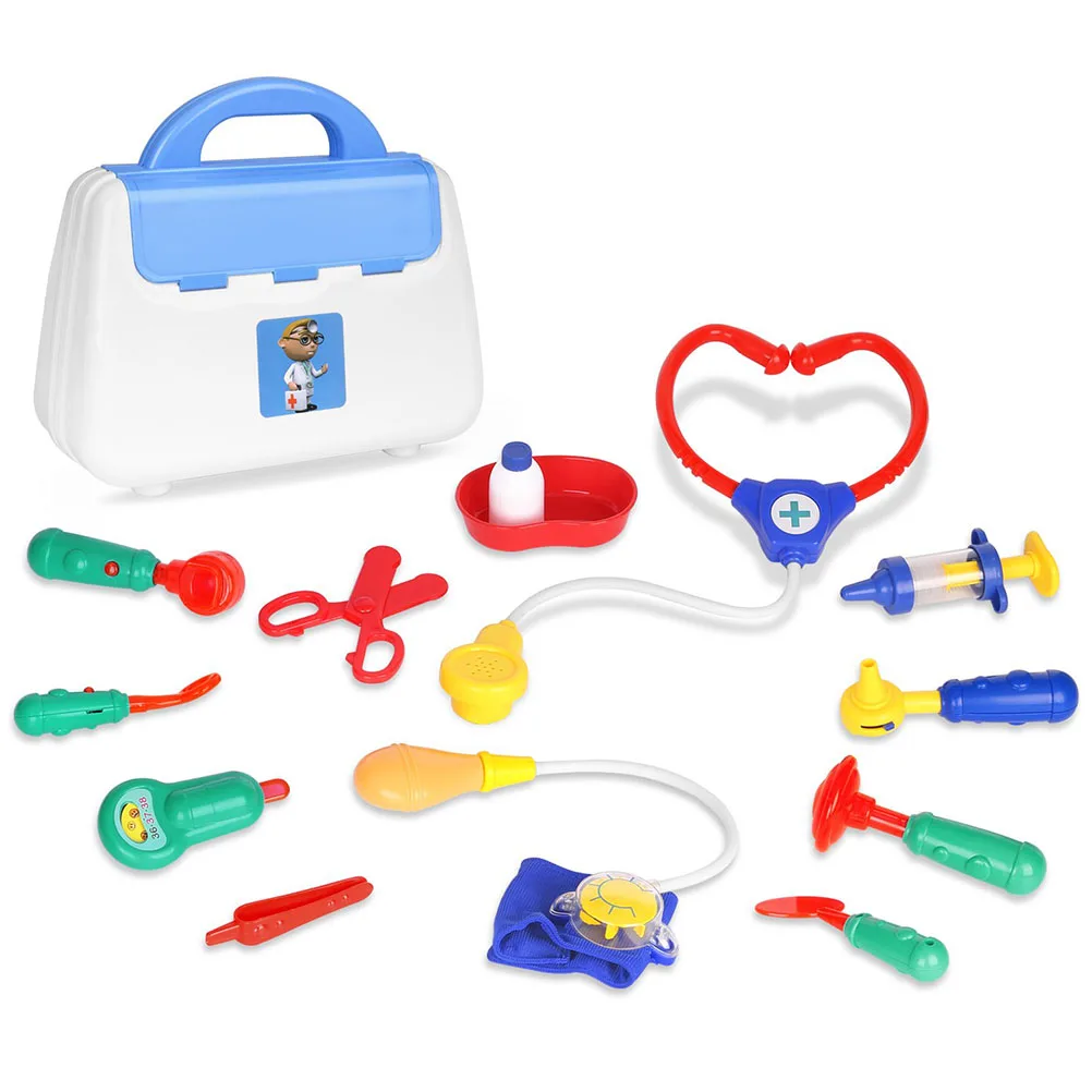 

Educational Toys 13pcs/Set Doctor Pretend Play Toy Kits Doctor Nurse Role Play Toy With Handy Carrying Case Educational For Kids