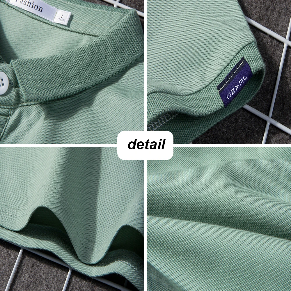 

Men Casual Short Sleeve Polo Shirt Men Solid Color Holiday Office Button Breathable Fashion Chic Slim Short Polos Shirt Men