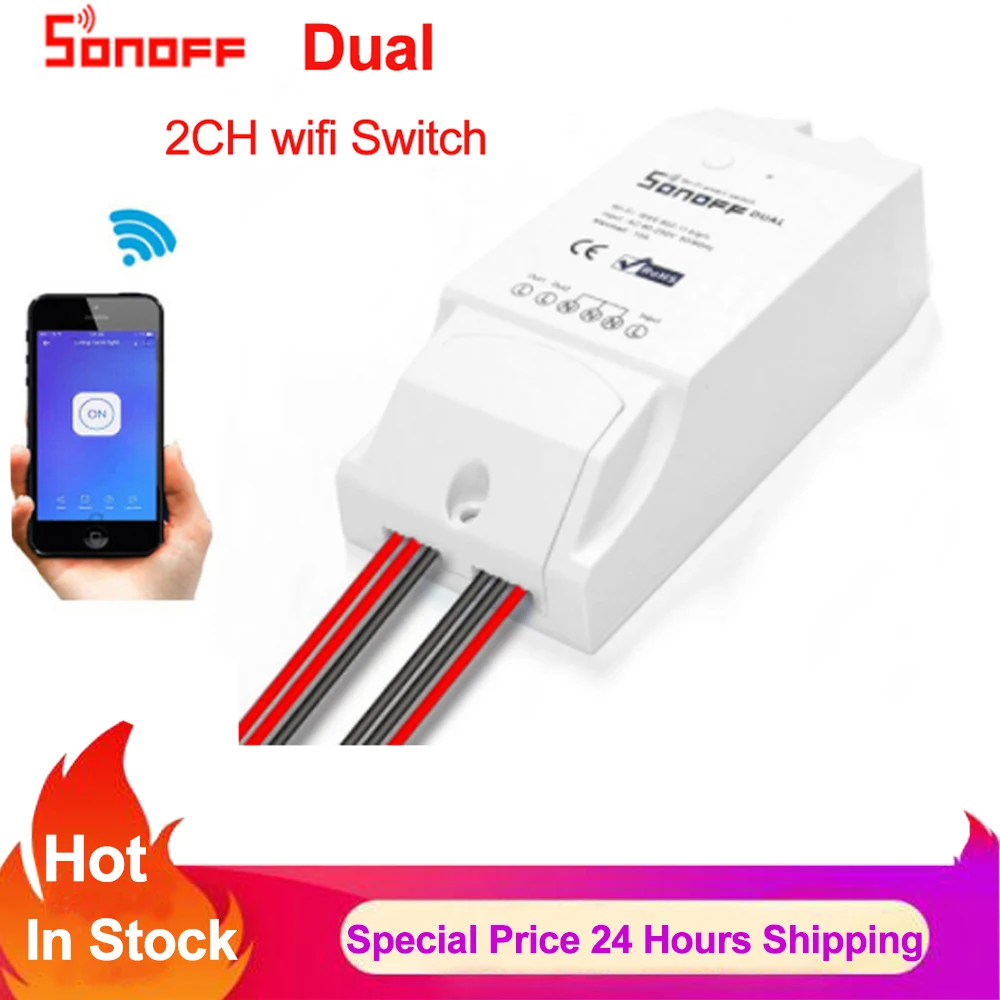 Умный выключатель Sonoff Basic Dual R2 Wi-Fi таймер для умного дома переключатель сделай сам
