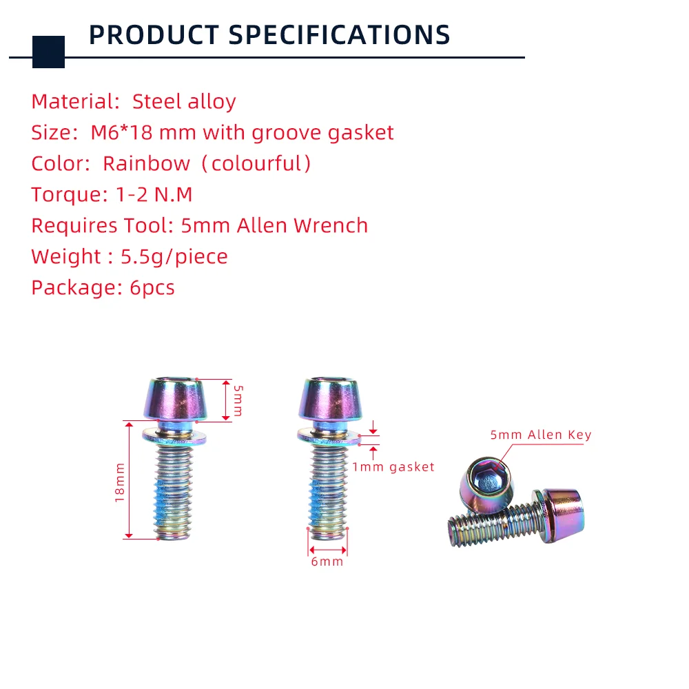 6 шт. тормозной зажим TANKE винт M6 * 18 для велосипеда горного болт Baliper с Basher Bcrew