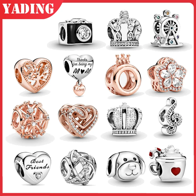 

New Sale high quality 925 Sterling Silver Heart & camera Charms Beads Fit Original Pandora Bracelets DIY Jewelry Making Gift