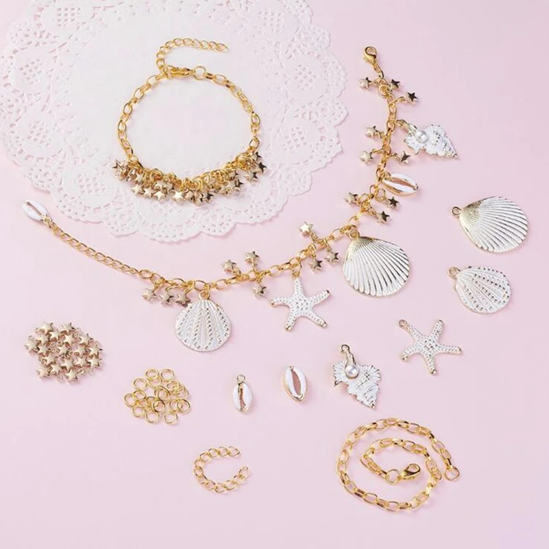 

Zinc Alloy shell star Charms bracelet DIY set handmade ocean wind For DIY bracelet jewelry Making accessories