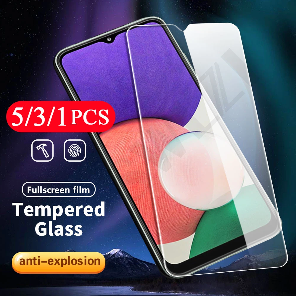 

5-1Pcs 9H for Samsung Galaxy A22 5G A12 A01 A02 A02S A11 A21 A21S A31 A91 phone Screen Protector Tempered Glass protective film