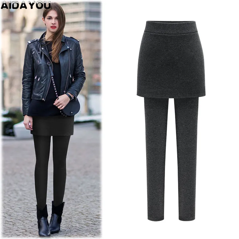 Женская флисовая юбка леггинсы теплые зимние Облегающие юбки размера плюс 4XL 5XL 6XL