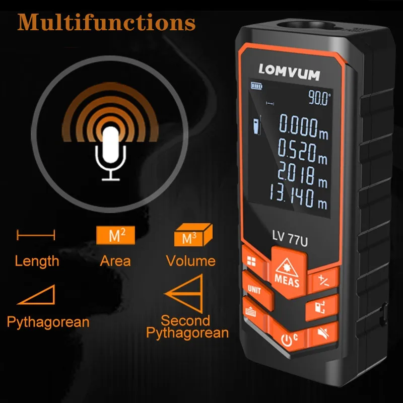 LOMVUM LV 66U рукоять лазерный дальномер цифровой лазерный дальномер USB-заряда электрических уровень Лента лазерный дальномер