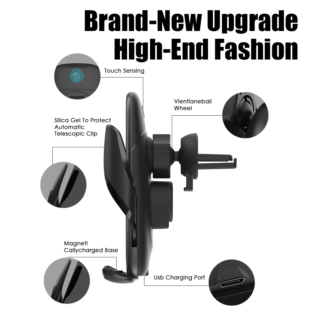 15w m11l car wireless charger mobile phone bracket induction opening closing navigation fixing frame fast charging auto holder free global shipping