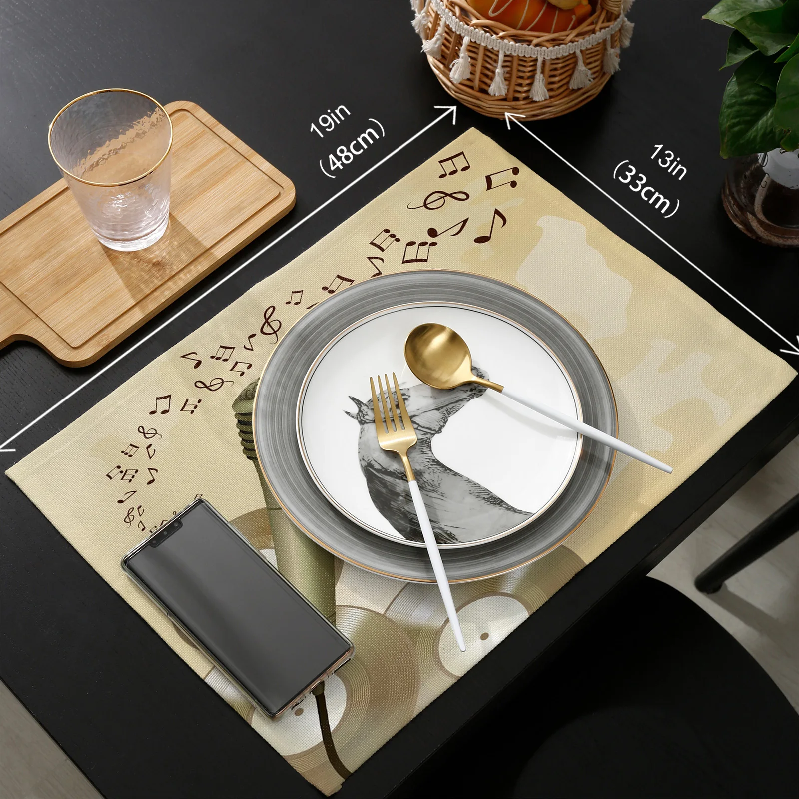 

Microphone Musical Note Symbol Table Runners and Placemats Set Hotel Wedding Table Decoration Table Runner Luxury