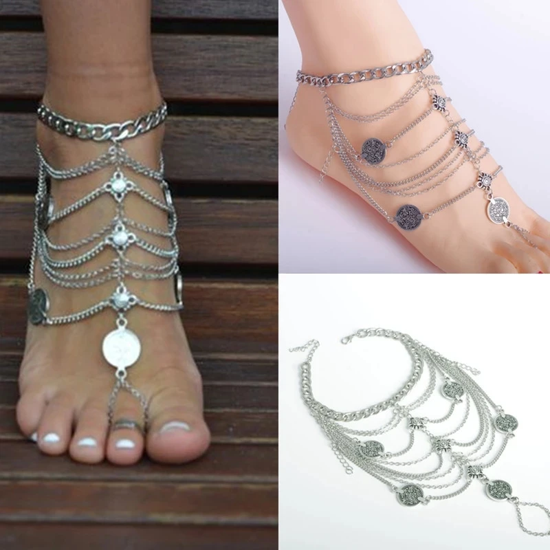 

2020 Fashion Gold Women Tassels Chain Anklets Beach Imitation Pearl Barefoot Anklet Chain Foot Jewelry European American Style