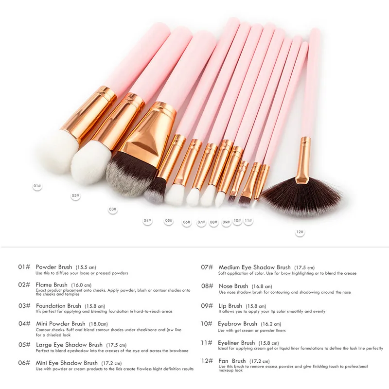 

12Pcs Makeup Brushes Set Cosmetic Foundation Powder Blush Eye Shadow Lip Blend Wooden Make Up Brush Tool Kit Maquiagem