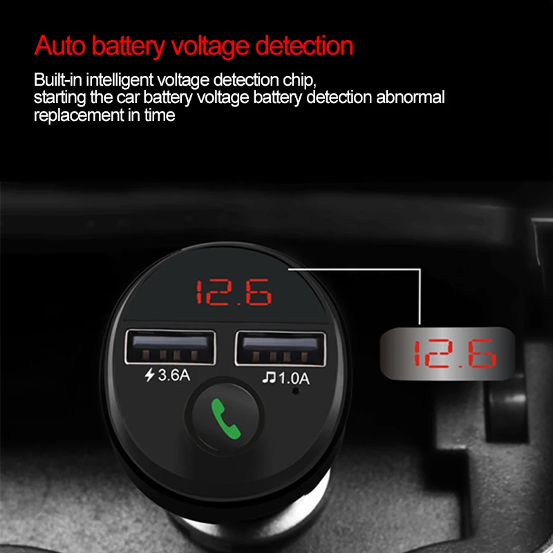 

Car Bluetooth 5.0 FM Transmitter Dual USB Fast Charger Hands-Free Phone Audio Receiver Automatic MP3 Player Universal